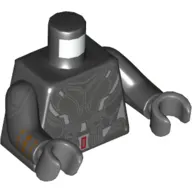 Torso Armor, Dark Bluish Gray and Silver Plates, Belt with Red Buckle Print, Black Arms with Armor Plates Print, Dark Bluish Hands