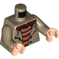 Torso Jacket, Open, Dark Red Shirt, Laces Print, Dark Tan Arms, Light Nougat Hands