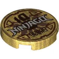 Tile Round 2 x 2 with Bottom Stud Holder with 'Ninjago 10 Years' Print