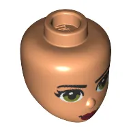 Minidoll Head with Olive Green Eyes, Dark Red Lips
