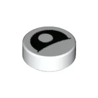 Tile Round 1 x 1 with Curved Black Eye with Central Pupil Partially Closed Print