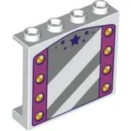 Panel 1 x 4 x 3 with Mirror, Dark Pink Sides with Lamps, Dark Purple Stars print