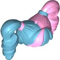 Hair Pigtails High Bouncy and Hole on Top with Bright Pink Left Side Print