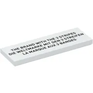 Tile 2 x 6 with 'THE BRAND WITH THE 3 STRIPES', 'DIE WELTMARKE MIT DEN 3 STREIFEN', 'LA MARQUE AUX 3 BANDS' print