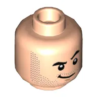 Minifig Head Punisher, Beard Stubble, Smile with Raised Left Eyebrow / Angry with Band Aid and Scars Print