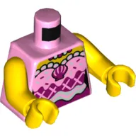 Torso Dress with Magenta Diamonds, White Curvy Belt, Magenta Sea Shell Print, Yellow Arms and Hands