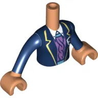 Minidoll Torso Girl Dark Blue Jacket, Lavender Shirt, Bright Light Yellow Trim print, Nougat Arms with Hands