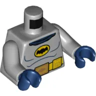 Torso Bodysuit, Batman Logo in Yellow Oval with Yellow Utility Belt and Gold Buckle Print (60's Batman), Light Bluish Gray Arms, Dark Blue Hands