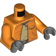 Torso Jacket, Open over Tan Undershirt, Belt Print (Ponda Baba), Orange Arms, Dark Bluish Gray Hands