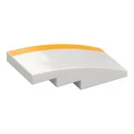 Brick Curved 4 x 2 No Studs with Yellow Stripe print