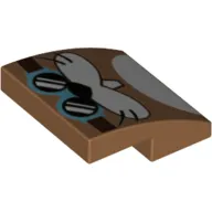 Brick Curved 2 x 2 x 2/3 with Animal, Teeth, Medium Azure Goggles print