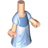 Microdoll Body Long Dress Bright Light Blue with White/Dark Azure Under Dress, Light Nougat Hands