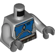 Torso Armor, Blue Chestplate, Dark Bluish Gray Belt print, Light Bluish Gray Arms, Dark Bluish Gray Arms