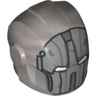 Helmet with Armor Plates and Ear Protectors with White Eyes, Dark Bluish Gray Worn Patches Print