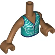 Minidoll Torso Girl with Dark Turquoises/White Top, Dark Blue Trim, Medium Nougat Arms and Hands