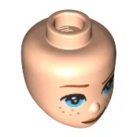 Minidoll Head Bright Light Blue Eyes, Dark orange Eyebrows, Freckles print