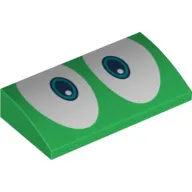 Brick Curved 2 x 4 x 2/3 No Studs, with Bottom Tubes and Blue Eyes Print