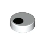 Tile Round 1 x 1 with Black Off-Center Dot/Circle/Eye print