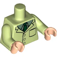 Torso Lab-Coat, Sand Green Shirt, Dark Green Tie print, Yellowish Green Arms, Light Nougat Hands