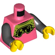 Torso Shirt with Lime and Black Game Controller Print, Black Arms, Yellow Hands