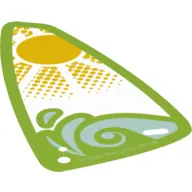 Sail, Triangular, with Lime Border, Wave, and Sun Print
