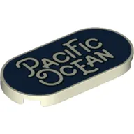 Tile Round 2 x 4 with 'Pacific Ocean' on Dark Blue Background print