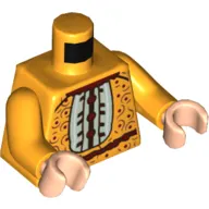 Torso Dress, White Center Panel, Reddish Brown Trim, Spots, and Swirls Print, Bright Light Orange Arms, Light Nougat Hands