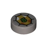 Tile Round 1 x 1 with Yellow Diamond/Jewel, Lime 'S' print