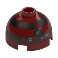 Brick Round 2 x 2 Dome Top, Hollow Stud with Silver Astromech Droid Print (R4-P17)