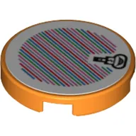 Tile Round 2 x 2 with Bottom Stud Holder with Iggy Head and Barcode Print (Sticker)