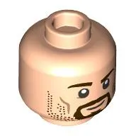 Minifig Head Aragorn, Dark Brown Eyebrows, Bear, Mustache, Stubbles, Smile/Angry Open Mouth print