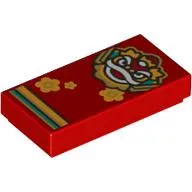 Tile 1 x 2 with Chinese New Year Dragon and Bright Orange Flowers Print