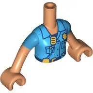 Minidoll Torso Girl with Dark Azure Police Uniform, Badge, Radio print, Nougat Arms and Hands