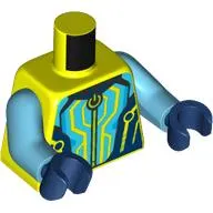 Torso, Zipper, Lime/Dark Azure/Dark Blue Shapes print, Medium Azure Arms, Dark Blue Hands