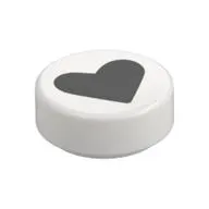 Tile Round 1 x 1 with Black Heart print