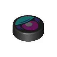 Tile Round 1 x 1 with Magenta Eye, Dark Turquoise Eyelid print