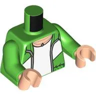 Torso, Jacket, White Shirt, Necklace print, Bright Green Arms, Light Nougat Hands