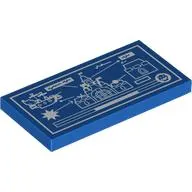 Tile 2 x 4 with Blueprint of Bowser's Castle print