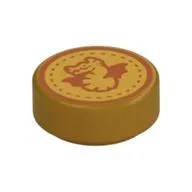 Tile Round 1 x 1 with Gold Dragon print