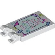 Tile Special 2 x 3 with 2 Clips with Drawing of Cat print