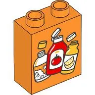 Duplo Brick 1 x 2 x 2 with Plastic Bottles print