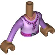 Minidoll Torso Woman with Lavender Dress, Dark Purple Trim, Magenta Belt, Silver Buckle print, Medium Lavender Arms and Medium Nougat Hands