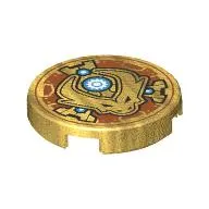 Tile Round 2 x 2 with Dragon Head, White Gear in Dark Azure Circle print