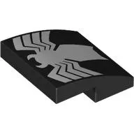Brick Curved 2 x 2 x 2/3 with White Spider (Venom Logo) Print