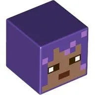 Minifig Head Special, Cube with Pixelated Medium Nougat Face, Dark Brown Mouth print