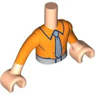 Minidoll Torso Boy with Orange Shirt, Blue/Grey Tie, Dark Tan Pants print, Light Nougat Arms and Hands