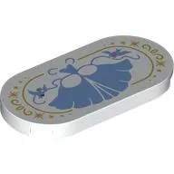 Tile Round 2 x 4, Medium Blue Evening Gown (Cinderella Dress) Print