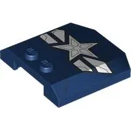 Brick Wedged, Curved Triple 4 x 4 x 2/3 with 2 Studs with White Star, Stripes print