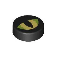 Tile Round 1 x 1 with Lime/Bright Light Yellow, Black Pupil print