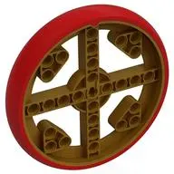 Wheel 88 x 14 with 4 Spokes with 4 Holes, 4 Inserts and Red Integral Tire